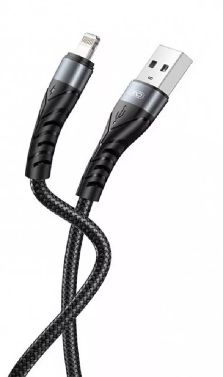 Кабель XO NB209 Braided USB-A - Lightning 12w 2.4a 1м cable Black - фото 1