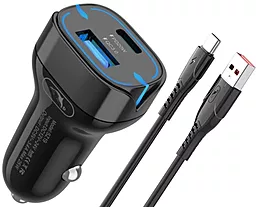 Автомобильное зарядное устройство SkyDolphin SZ19T 25w PD/QC3.0 USB-C/USB-A ports + USB-C cable black (AZP-000104) - фото Автомобильное зарядное устройство SkyDolphin SZ19T 25w PD/QC3.0 USB-C/USB-A ports + USB-C cable black (AZP-000104)