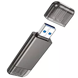 Картридер Hoco HB39 USB/Type-C 3.0 high-speed card reader grey - фото Картридер Hoco HB39 USB/Type-C 3.0 high-speed card reader grey