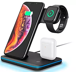 Бездротова док-станція зі швидкою зарядкою EasyLife 3-in-1 15w wireless charger black - фото Бездротова док-станція зі швидкою зарядкою EasyLife 3-in-1 15w wireless charger black