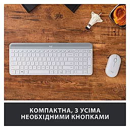 Комплект (клавіатура+мишка) Logitech MK470 Wireless Slim UA Off-White (920-009205) - мініатюра 2