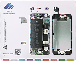 Магнитный мат MECHANIC для раскладки винтов и запчастей при разборке Apple iPhone 6