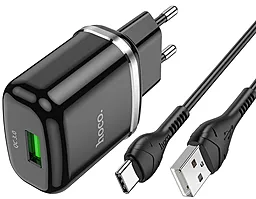 Мережевий зарядний пристрій з швидкою зарядкою Hoco N3 Vigour 3A 18W + USB Type-C Cable Black