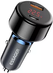 Автомобильное зарядное устройство Essager 65W Torch Digital Display Car Charger USB-A-C Blue (ECCPD-HJ03)