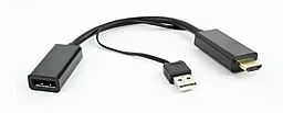 Видео переходник (адаптер) HDMI - DisplayPort - USB 0.15m черный (DSC-HDMI-DP) Cablexpert - фото Видео переходник (адаптер) HDMI - DisplayPort - USB 0.15m черный (DSC-HDMI-DP) Cablexpert
