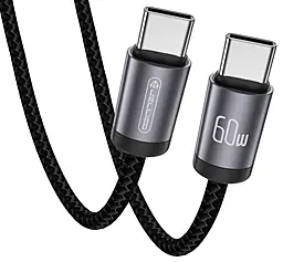 Кабель Jellico B27 USB Type-C - Type-C 60w 3a 1м PD cable Black