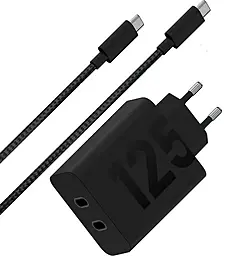 Мережевий зарядний пристрій Motorola 125w GaN PD 2xUSB-C ports fast charger + USB-C to USB-C cable Black (PG38C06632) - фото Мережевий зарядний пристрій Motorola 125w GaN PD 2xUSB-C ports fast charger + USB-C to USB-C cable Black (PG38C06632)