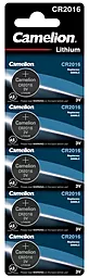 Батарейки Camelion CR2016 Lithium 5шт. 3 V - фото Батарейки Camelion CR2016 Lithium 5шт. 3 V