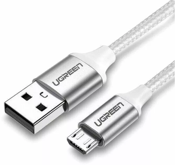 Кабель UGreen US290 Nickel Plating USB-A - micro USB 10w 1.5м cable White (60152) - фото 2