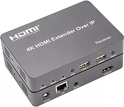 Подовжувач по крученій парі PowerPlant для HDMI сигналу HDMI 4K 30 Гц до 150м через CAT5E/6 Black (HDES150-KVM) (CA912957) - мініатюра 4