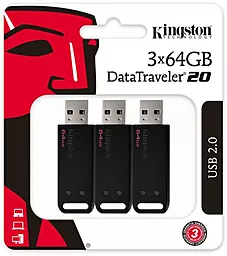 Флешка Kingston DataTraveler 20 3x64Gb (DT20/64GB-3P) Black - мініатюра 4