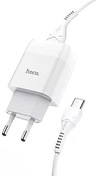 Сетевое зарядное устройство Hoco C73A Glorious 2xUSB + USB-C Cable White