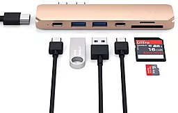 Мультипортовый USB Type-C хаб Satechi USB-C -> USB 3.0x2/HDMI/Card Reader Gold (ST-CMBPG) - миниатюра 4