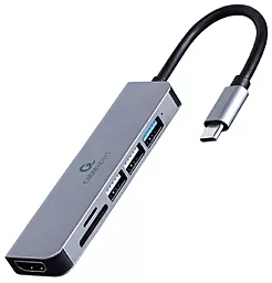 Мультипортовый USB Type-C хаб Cablexpert 6-in-1 hub gray (A-CM-COMBO6-02)
