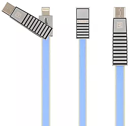 Універсальний кабель Remax Linyo Linyo 3-in-1 USB-A to Type-C/Lightning/micro USB 12w 2.4a 1м сable Blue (RC-072th) - фото Універсальний кабель Remax Linyo Linyo 3-in-1 USB-A to Type-C/Lightning/micro USB 12w 2.4a 1м сable Blue (RC-072th)