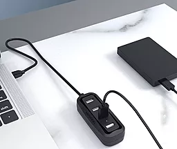 Концентратор (USB хаб) Vention USB Hub 4-Port 2.0 Black, 0.15 m (VAS-J43) - мініатюра 3