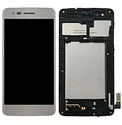 Дисплей LG K8 2017 (LGM-K120L, LGM-K120S, M200, US215, X240, X300) (40pin) з тачскріном і рамкою, Silver