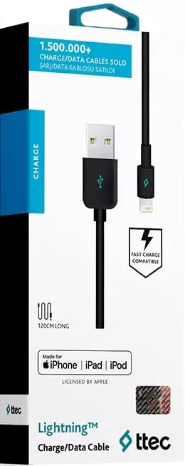 Кабель Ttec 2DKM01S USB-A - Lightning 10w 1.2м cable Black - фото 4