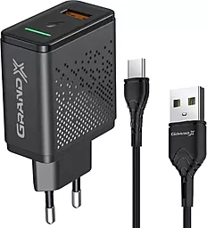 Сетевое зарядное устройство Grand-X 18w QC3.0 fast charger + USB-C cable black (CH-650T) - фото Сетевое зарядное устройство Grand-X 18w QC3.0 fast charger + USB-C cable black (CH-650T)