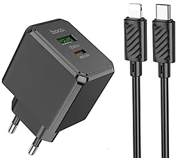 Мережевий зарядний пристрій Hoco CS14A 20w PD USB-C/USB-A ports charger + USB-C to Lightning cable black