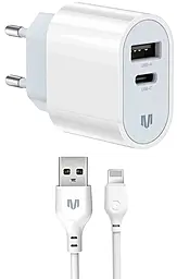 Сетевое зарядное устройство MadeInFuture MFS12 2.4a USB-C/USB-A ports charger + Lightning cable white (MIF82823) - фото Сетевое зарядное устройство MadeInFuture MFS12 2.4a USB-C/USB-A ports charger + Lightning cable white (MIF82823)