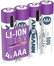 Аккумулятор Ansmann AAA/HR03 Li-Ion 500 mAh BL 4шт - фото Аккумулятор Ansmann AAA/HR03 Li-Ion 500 mAh BL 4шт