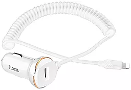 Автомобільний зарядний пристрій Hoco Z14 1USB with Spring Lightning Cable (3.4A) White