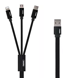 Універсальний кабель Remax Kerolla 3-in-1 USB-A to Type-C/Lightning/micro USB 12w 2.4a 1м сable Black (RC-094th) - фото Універсальний кабель Remax Kerolla 3-in-1 USB-A to Type-C/Lightning/micro USB 12w 2.4a 1м сable Black (RC-094th)