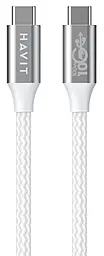 Кабель Havit HV-CB6290 USB Type-C - Type-C 100w 5a 1м PD cable White - фото Кабель Havit HV-CB6290 USB Type-C - Type-C 100w 5a 1м PD cable White