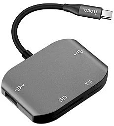 Мультипортовый USB-A хаб (концентратор) Hoco HB10 Yito USB-C -> SD/TF Card Reader/2хUSB2.0 Gray