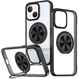 Чехол Epik TPU+PC Metal Ring with MagSafe для Apple iPhone 15 Black - фото Чехол Epik TPU+PC Metal Ring with MagSafe для Apple iPhone 15 Black
