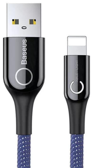 Кабель Baseus Intelligent Power-Off USB-A - Lightning 12w 2.4a 1м cable Blue (CALCD-03) - фото 1