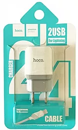 Мережевий зарядний пристрій Hoco C33A Little Superior 2USB/2,4A Lightning Set White - мініатюра 2