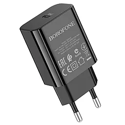 Сетевое зарядное устройство Borofone BA65A 20w PD USB-C home charger black - фото Сетевое зарядное устройство Borofone BA65A 20w PD USB-C home charger black