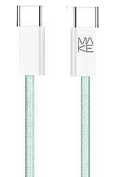 Кабель MAKE USB Type-C - Type-C 65w 3.25a 1м PD cable Green (MCB-CN1GR) - фото Кабель MAKE USB Type-C - Type-C 65w 3.25a 1м PD cable Green (MCB-CN1GR)