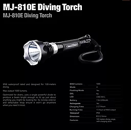 Підводний ліхтарик Magicshine MJ-810E Чорний - мініатюра 2