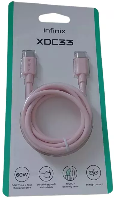 Кабель Infinix XDC33 USB Type-C - Type-C 60w 3a 1м PD cable Pink - фото 2