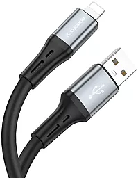Кабель Borofone BX88 Solid Silicone USB-A - Lightning 12w 2.4a 1м cable Black - фото Кабель Borofone BX88 Solid Silicone USB-A - Lightning 12w 2.4a 1м cable Black