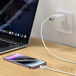 Кабель Hoco X108 Benefit USB-A - Lightning 12w 2.4a 1м cable White - мініатюра 3 Кабель Hoco X108 Benefit USB-A - Lightning 12w 2.4a 1м cable White - мініатюра 3