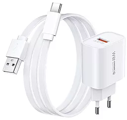 Мережевий зарядний пристрій Remax RP-U119 Kiddy Series 18w QC3.0 USB-A ports charger + USB-C cable white - фото Мережевий зарядний пристрій Remax RP-U119 Kiddy Series 18w QC3.0 USB-A ports charger + USB-C cable white