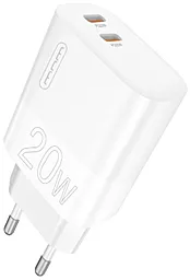 Сетевое зарядное устройство WUW C193 20w PD 2xUSB-C ports charger white - фото Сетевое зарядное устройство WUW C193 20w PD 2xUSB-C ports charger white