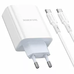 Сетевое зарядное устройство Borofone BA73A Young PD 35w 2xUSB-C ports charger + USB-C to USB-C cable white - фото Сетевое зарядное устройство Borofone BA73A Young PD 35w 2xUSB-C ports charger + USB-C to USB-C cable white