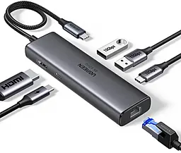 Мультипортовый USB Type-C хаб Ugreen CM512 6-in-1 USB3.2 gray (45000) - фото Мультипортовый USB Type-C хаб Ugreen CM512 6-in-1 USB3.2 gray (45000)