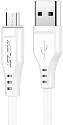 Кабель USB AceFast C3-09 12w 2.4a 1.2m micro USB cable white (AFC3-09W)