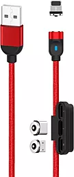 Кабель USB XO NB128 Magnetic 2.4A 3-in-1 USB to Type-C/Lightning/micro USB cable red