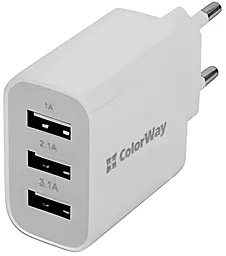 Сетевое зарядное устройство ColorWay 15.5w 3xUSB-A ports charger white (OEM_CW-CHS003-WT)