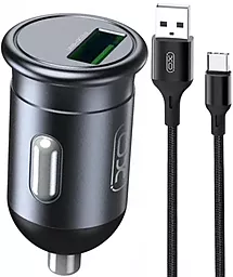 Автомобильное зарядное устройство XO CC46 18W QC3.0 car charger with USB-A + USB-C cable Black
