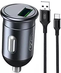 Автомобильное зарядное устройство XO CC46 18w QC3.0 car charger + USB-C cable black - фото Автомобильное зарядное устройство XO CC46 18w QC3.0 car charger + USB-C cable black