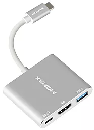 Мультипортовый USB Type-C хаб (концентратор) Momax Elite USB-C -> HDMI/USB 3.0/Type-C Silver (DHC4S)