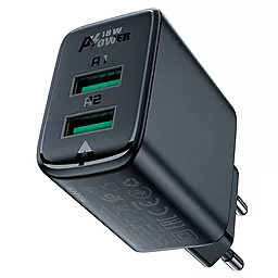 Сетевое зарядное устройство AceFast A33 18w QC3.0 2xUSB-A ports charger black (AFA33B) - фото Сетевое зарядное устройство AceFast A33 18w QC3.0 2xUSB-A ports charger black (AFA33B)